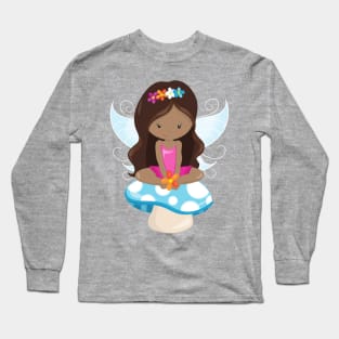 African American Fairy, Forest Fairy, Mushroom Long Sleeve T-Shirt